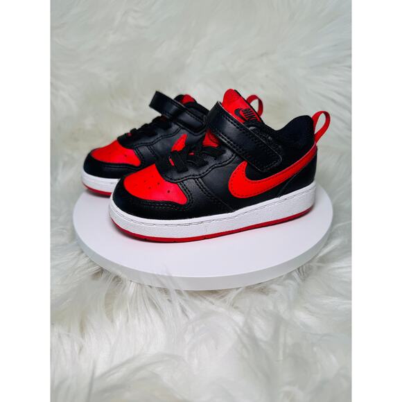 Gently Used $47 NIKE Nike Court Borough Low Recraft Dunks Air Force 7 Black Red - Picture 2 of 6
